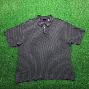 Greg Norman Polo Shirt Mens XL Black Striped Short Sleeve Vintage Golf Casual
